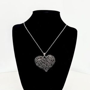 Reversible Sterling Silver Vine Heart Necklace